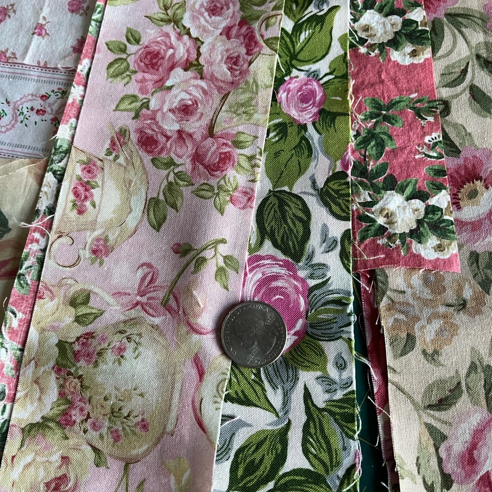 Cotton Quilt Fabric~Pretty Pink Rose~Precut Sashes
